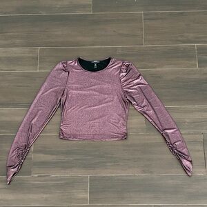 Aqua Shimmering Purple Long Sleeve Blouse